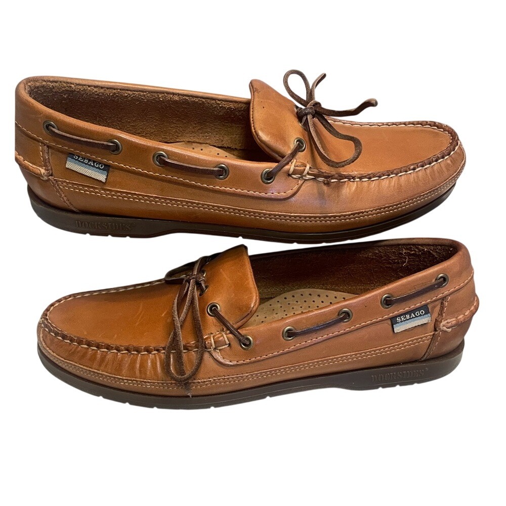 Sebago Docksides Classic Brown Leather Slip‎ On Boat Shoes Mens 9.5M